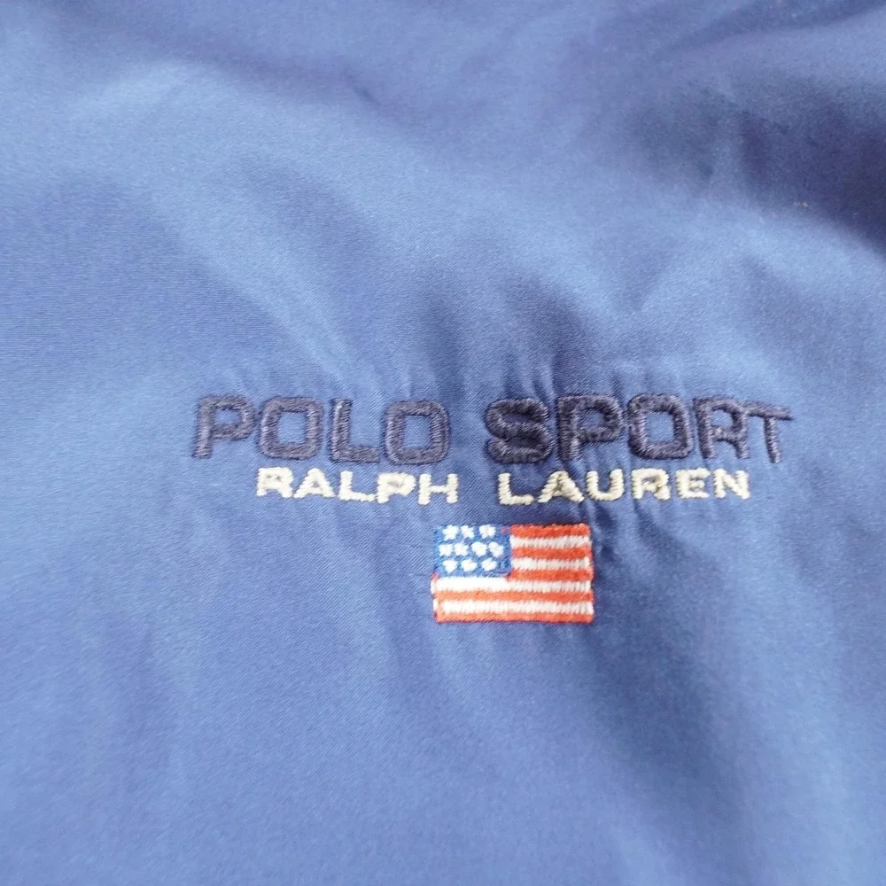Polo Sport Ralph Lauren Jacket Mens L Blue Windbreaker Hooded Lightweight Vtg 90